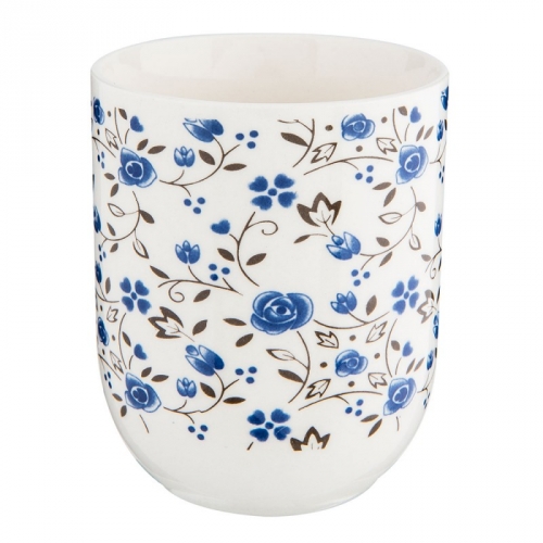 Gobelet en porcelaine fleurs bleues et gris Gobelet en porcelaine fleurs bleues et gris