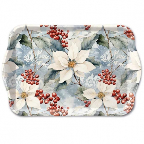 Petit plateau winter poinsettia - ambiente Petit plateau winter poinsettia - ambiente