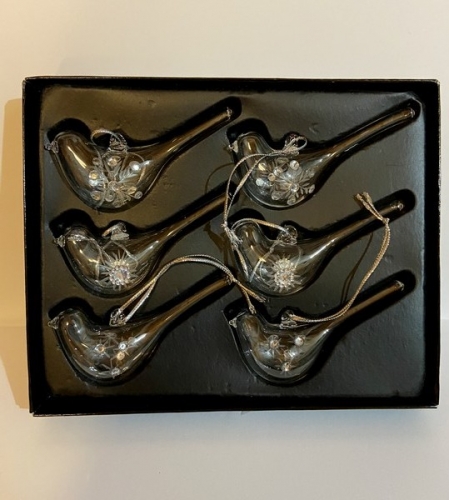 Boite de 6 oiseaux en verre décoratifs Boite de 6 oiseaux en verre décoratifs