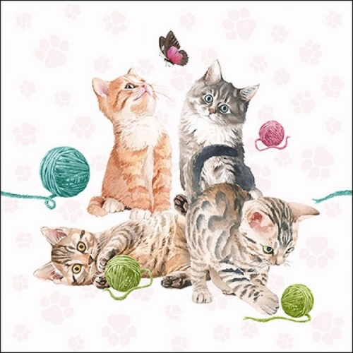 Serviettes en papier playing kitten - ambiente