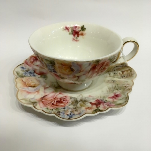Tasse à thé vintage roses et maison - clayre & eef