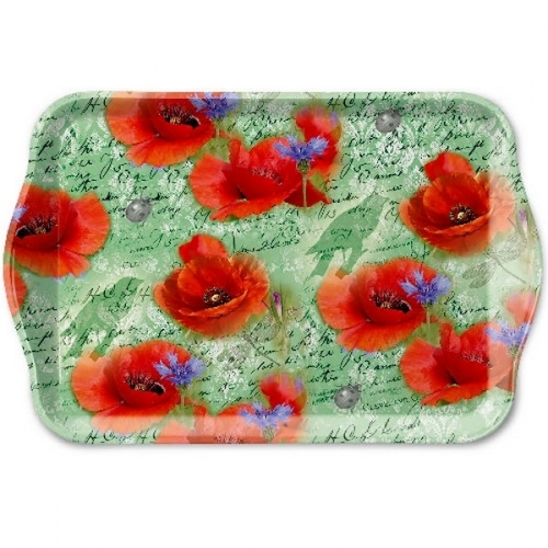 Petit plateau painted poppies green - Ambiente
