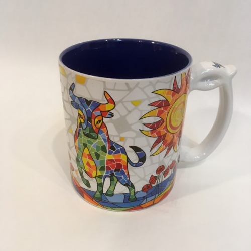 Mug taureau mosaic bleu