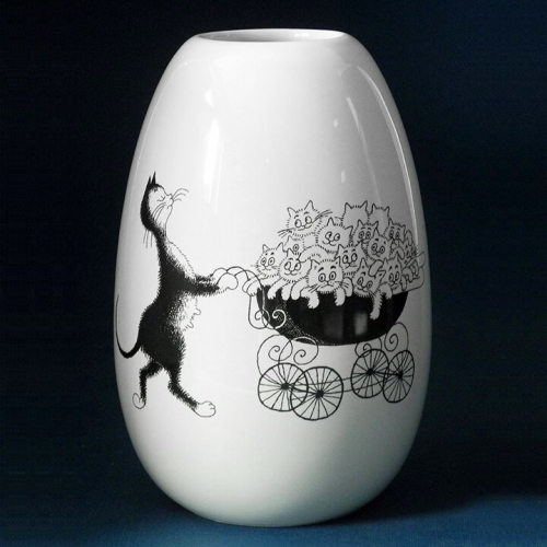 Vase chats Dubout famille nombreuse