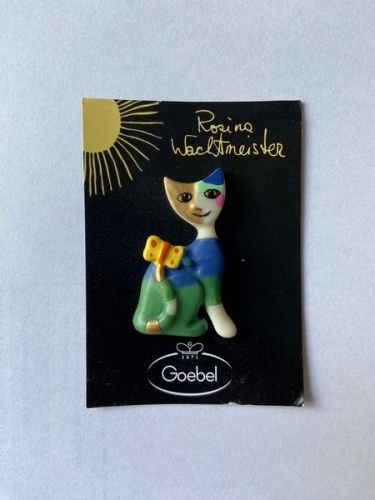 Petit magnet chat vert et bleu - Rosina Wachtmeister