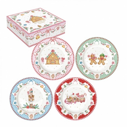 Coffret 4 assiettes dessert sweet christmas - easy life