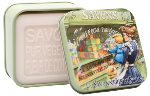 Boite à savon en métal enfant vitrine