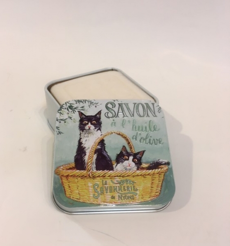 Boite savon chats noir et blanc - savonnerie de Nyons