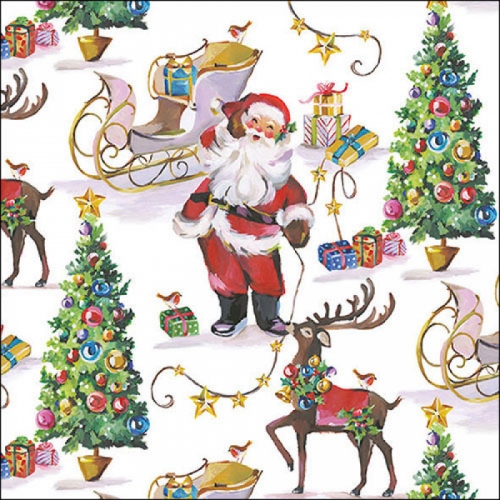 Serviettes en papier laughing santa - ambiente