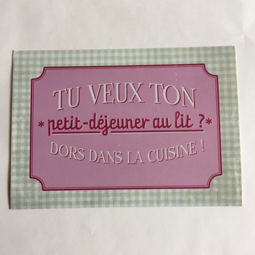 Carte postale vintage petit-déjeuner au lit