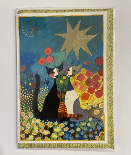 Carte double couple de chats et chaton - Rosina Wachtmeister