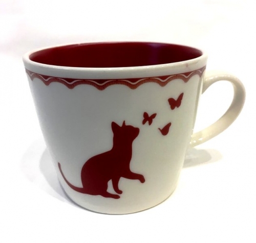 Tasse chat bordeaux et papillons - comptoir de famille