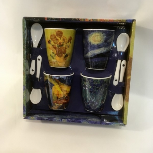 Set de 4 tasses et 4 cuillères Van Gogh