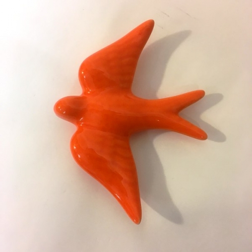 Hirondelle en céramique orange grande