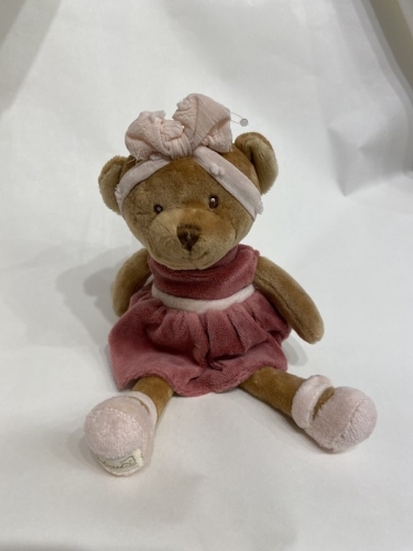 Peluche ourse baby meli robe rose - Bukowski