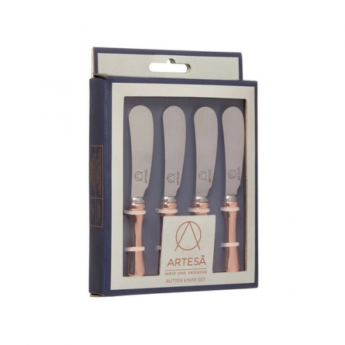 Boite de 4 couteaux à beurre en métal ARTESA