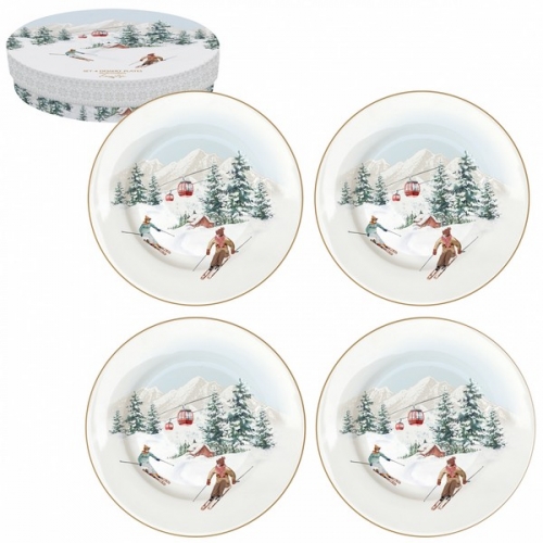 Coffret de 4 assiettes dessert chalet - easy life