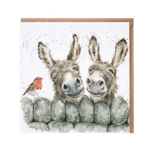 Carte double ânes et oiseau - wrendale