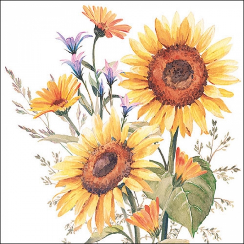 Serviettes en papier sunflowers ambiente