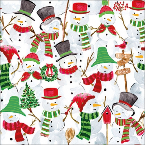 Serviettes en papier snowman party - ambiente