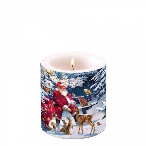 Petite bougie lampion santa on bench - ambiente