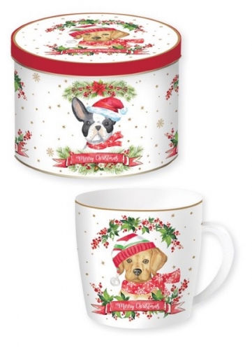 Mug christmas dog marron easy life
