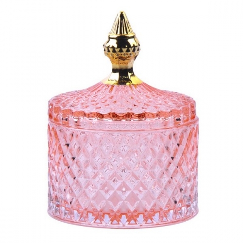 Bonbonnière rose en verre petit modèle
