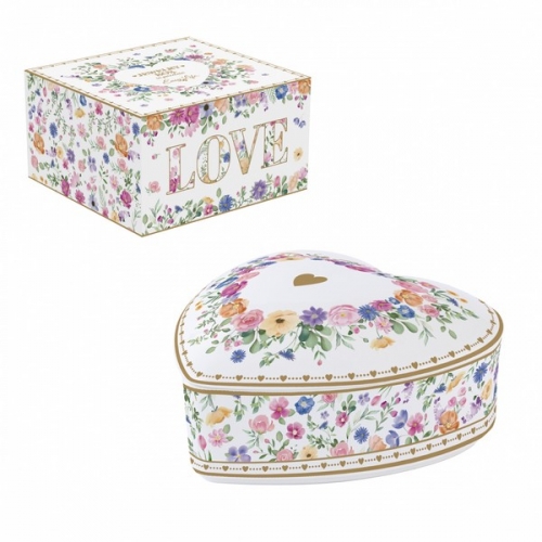 Boite à bijoux forme coeur avec fleurs - easy life
