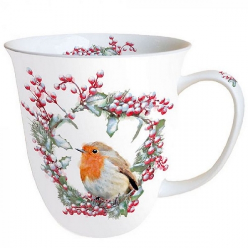 Mug robin in wreath - ambiente