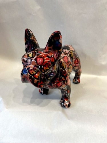 Tirelire bouledogue Jack noir et dessins pomme pidou
