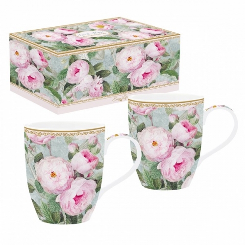 Coffret de 2 mugs porcelaine roses in bloom - easy life