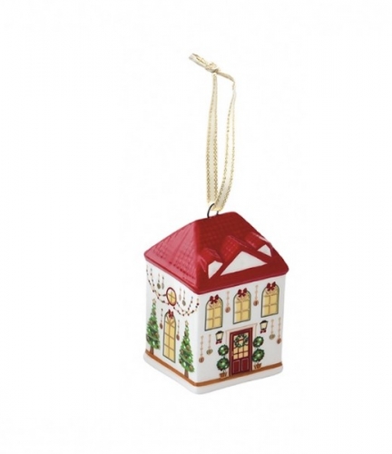 Décoration Noël petite maison toit rouge festive avenue -easy life