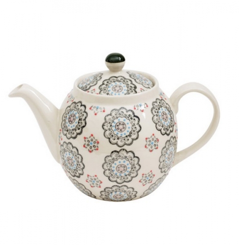 Théière bohème motifs gris - table et passion