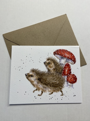 Carte double hérissons et champignons - wrendale