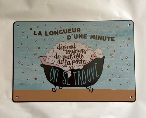 Plaque métal la longueur d'une minute