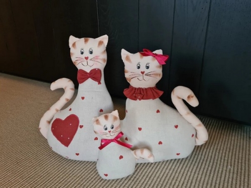 Cale porte famille chats avec coeurs - La Galleria