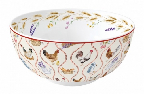 Bol en porcelaine coq et poule country life - easy life