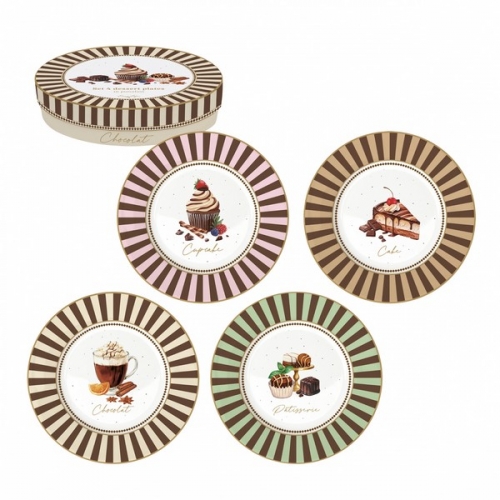 Coffret de 4 assiettes dessert sweet moments - easy life