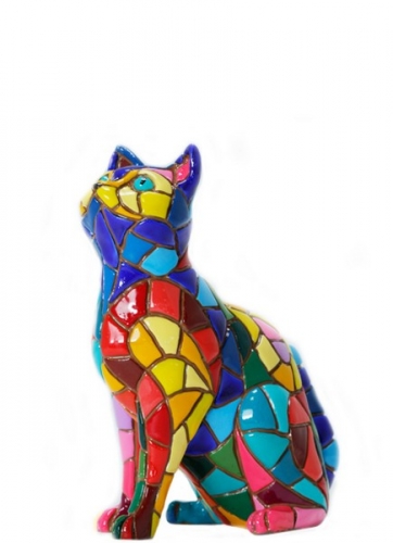 Chat bleu mosaique - Olé mosaic