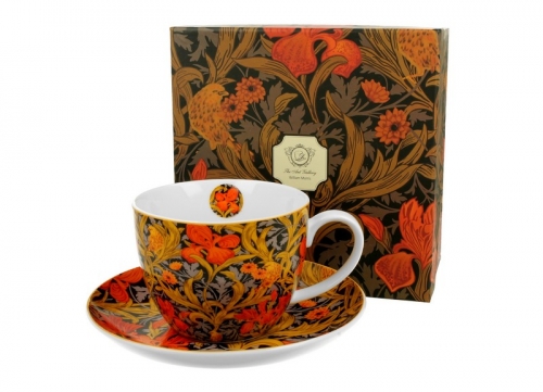 Tasse déjeuner orange irises William Morris