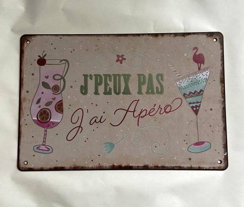 Plaque en métal j'ai apéro