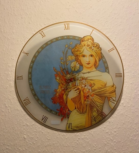 Horloge en verre le printemps de Mucha - Goebel