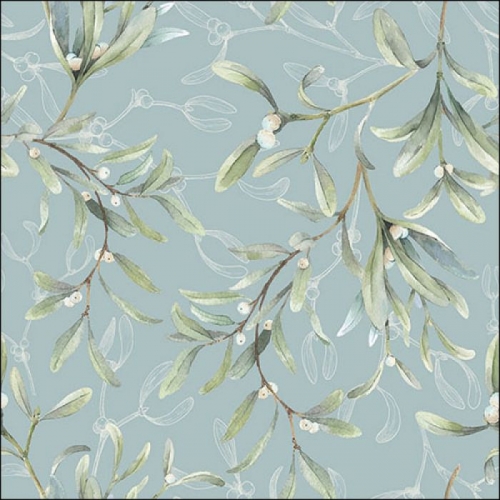 Serviettes en papier mistletoe all over green - ambiente