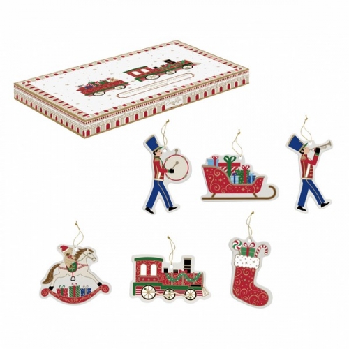 Set de 6 decorations porcelaine polar express - easy life