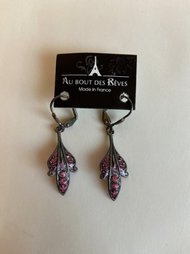 Boucles d'oreilles feuilles rose - au bout des rêves