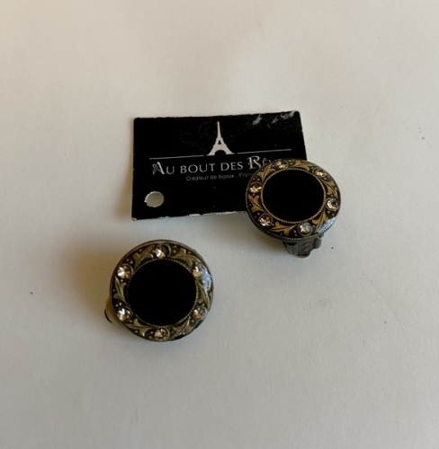 Boucles d'oreilles clips noir et brillants - au bout des rêves