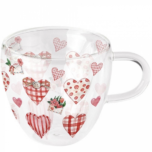 Tasse en verre double paroi lovely hearts - ambiente