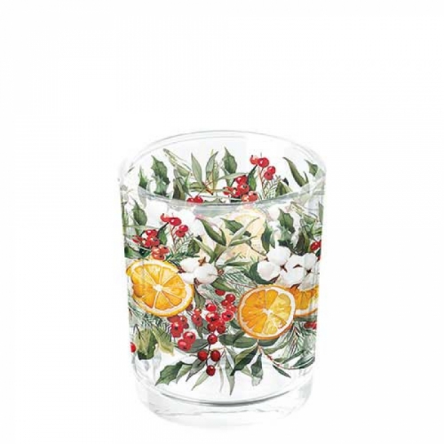 Photophore en verre winter oranges - ambiente