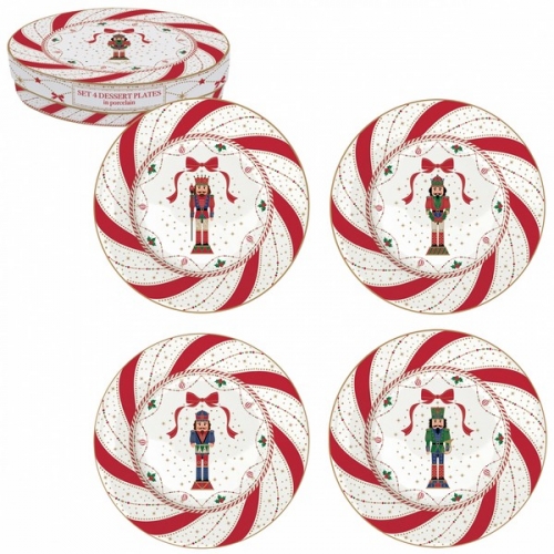 Coffret de 4 assiettes à dessert nutcracker twist - easy life