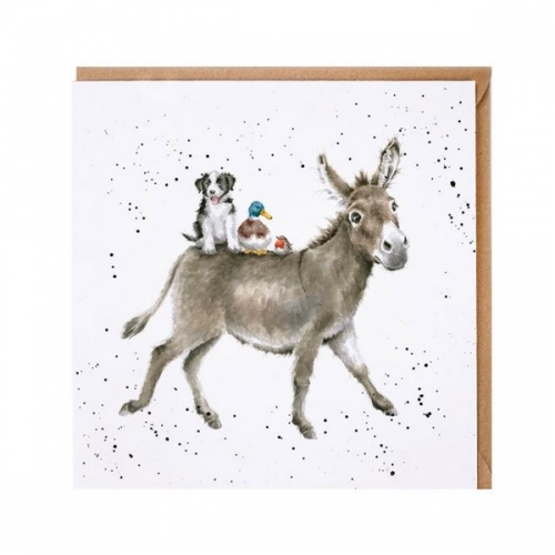 Carte double âne the donkey ride - wrendale